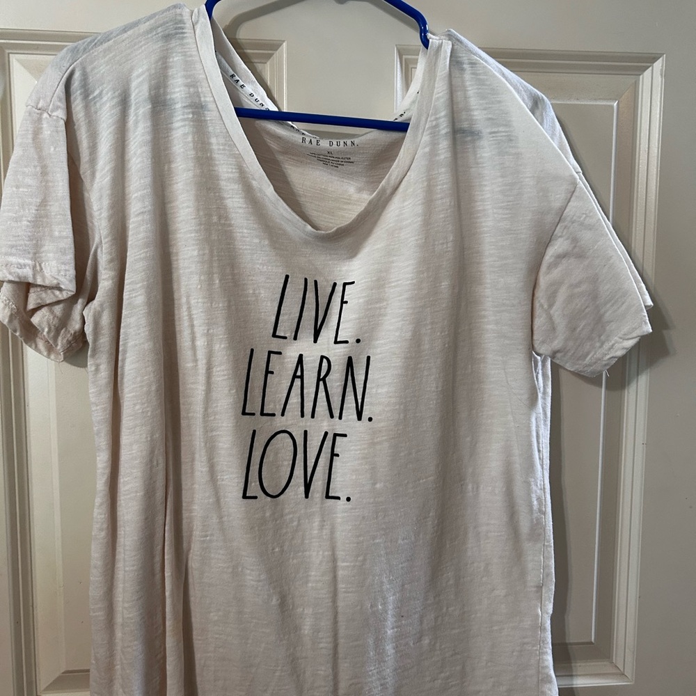 Rae Dunn Cream Cotton Blend Tee